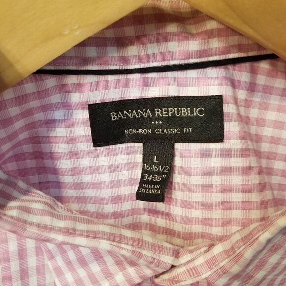 Banana Republic Plaid Lilac Button Down Large - Picture 2 of 8
